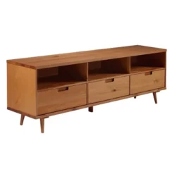 Cara 3 Drawer Mid-Century Modern 3 Drawer TV Stand For TVs Up To 80" - Saracina Home -Quality Furniture Store GUEST 03065cb2 d563 4f37 956c bc1c12b2c653