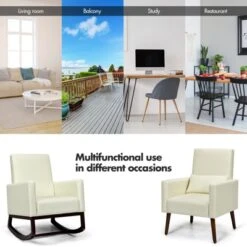 Tangkula 2-in-1 Upholstered Rocking Chair With Wood Leg & Pillow Relax Sofa Chair Light Grey/Beige/Dark Gray -Quality Furniture Store GUEST 063d47aa 120b 44ab ab92 f371f567685f
