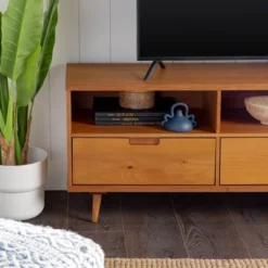 Cara 3 Drawer Mid-Century Modern 3 Drawer TV Stand For TVs Up To 80" - Saracina Home -Quality Furniture Store GUEST 0824ed10 634d 442e 93d1 6435deb8cb30