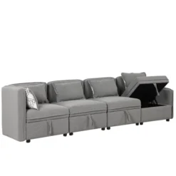 122.8" Minimalist Convertible Modular Sofa, Upholstered Sectional Sofa Couch With 5 Pillows-ModernLuxe -Quality Furniture Store GUEST 0b88129f dce1 47fc 9ec4 c57992a409e8