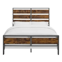 Queen Urban Chic Metal And Wood Plank Bed Brown - Saracina Home -Quality Furniture Store GUEST 1edbf943 9085 4030 9489 6c7babf0e6c6