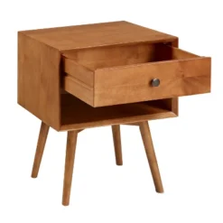 Greenberg 1 Drawer Mid-Century Modern Solid Wood Nightstand - Saracina Home -Quality Furniture Store GUEST 25bb5c69 0a6c 4e3a b08f c7d8cbe3669c