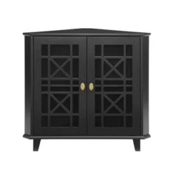 2 Door Corner Accent Cabinet With Fretwork Doors - Saracina Home -Quality Furniture Store GUEST 28fe5556 fd13 4741 9522 8e0abe2af5bd