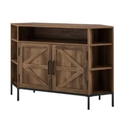 Atticus Modern Farmhouse 2 Door Corner TV Stand For TVs Up To 55" Rustic Oak - Saracina Home -Quality Furniture Store GUEST 300a699d 8a74 4a70 bb6f e5e5e7c1c7a7