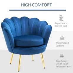 HomCom Elegant Velvet Upholstered Accent Leisure Club Chair With Gold Metal Legs -Quality Furniture Store GUEST 36821f06 031a 4cfd 8ad6 b397a37162c9