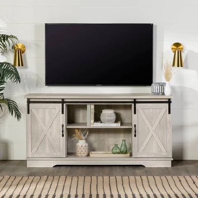 Modern Transitional Sliding Barndoor TV Stand For TVs Up To 65"- Saracina Home 12 Modern Transitional Sliding Barndoor TV Stand For TVs Up To 65"- Saracina Home - Image 10
