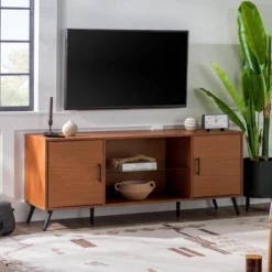 2 Door Mid-Century Modern Wood Storage TV Stand For TVs Up To 65" - Saracina Home -Quality Furniture Store GUEST 3bbb6a39 9749 4089 be2e f454c4ed782a