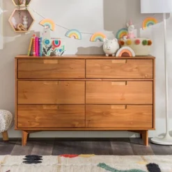 Mid-Century Modern Groove Wood 6 Drawer Dresser - Saracina Home -Quality Furniture Store GUEST 3d447677 be9f 4732 b071 4ec0db1c971f