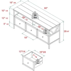 Farmhouse 3 Drawer Wood TV Stand For TVs Up To 65" - Saracina Home -Quality Furniture Store GUEST 40d5f612 f4e7 48b3 8586 affcd4996633