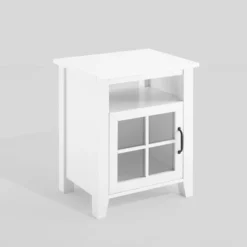Transitional Classic Windowpane Storage Side Table - Saracina Home -Quality Furniture Store GUEST 4469cf83 cd93 4faf 9e56 10d6ff377ccb