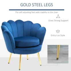 HomCom Elegant Velvet Upholstered Accent Leisure Club Chair With Gold Metal Legs -Quality Furniture Store GUEST 453ce68e e4a4 4f60 b7ec 9d9cab5e1638