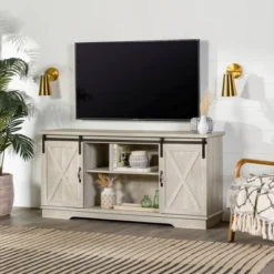 Modern Transitional Sliding Barndoor TV Stand For TVs Up To 65"- Saracina Home 33 Modern Transitional Sliding Barndoor TV Stand For TVs Up To 65"- Saracina Home -Quality Furniture Store GUEST 4792b222 989e 4d2f a170 a61b30209fd2