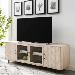 Vik Modern Boho 4 Door Herringbone TV Stand For TVs Up To 80" - Saracina Home -Quality Furniture Store GUEST 530194cb a341 4baf 923d 18f7438961b6