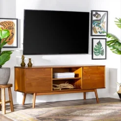 Solid Wood Mid-Century Modern TV Stand For TVs Up To 65" - Saracina Home -Quality Furniture Store GUEST 55d038af 42a5 438d 8b74 91f0ac9cc7f7