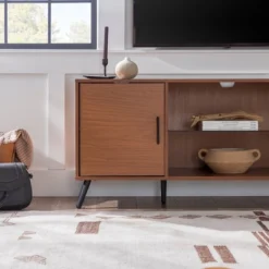 2 Door Mid-Century Modern Wood Storage TV Stand For TVs Up To 65" - Saracina Home -Quality Furniture Store GUEST 59d9ba89 cb9a 4256 a9ae e85782706a5a