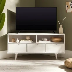 Cara Mid-Century Modern 3 Drawer Corner TV Stand For TVs Up To 58" - Saracina Home -Quality Furniture Store GUEST 5a91e93e d508 4e72 9f59 32f14f024c2a