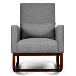 Tangkula 2-in-1 Upholstered Rocking Chair With Wood Leg & Pillow Relax Sofa Chair Light Grey/Beige/Dark Gray -Quality Furniture Store GUEST 5f5218cd e5cc 4a7a 8198 e10601212c46