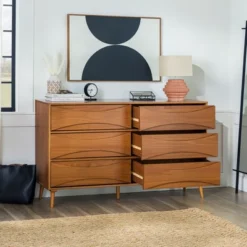 Mid-Century Modern Contoured 6 Drawer Dresser - Saracina Home -Quality Furniture Store GUEST 6064d6cb 5a30 4857 807c b8d5d64567a9