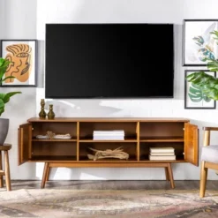 Solid Wood Mid-Century Modern TV Stand For TVs Up To 65" - Saracina Home -Quality Furniture Store GUEST 686002c1 8c90 4149 bce4 d40fc12f1038