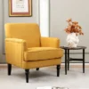Tangkula Set Of 2 Modern Accent Chair Upholstered Sofa Chair W/ Rubber Wood Legs Yellow -Quality Furniture Store GUEST 6a5ed62b f16f 41cc b3a2 79aabc223b86