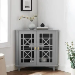 2 Door Corner Accent Cabinet With Fretwork Doors - Saracina Home -Quality Furniture Store GUEST 6aa69f84 0413 43ec 85f0 32657f3b8c98
