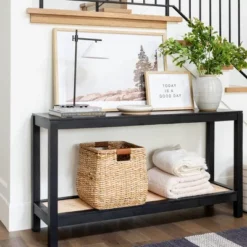 Console Table With Woven Rattan Shelf Black - Threshold™ Designed With Studio McGee -Quality Furniture Store GUEST 6e7f68b7 50c5 44c5 965d a4d52aa919cd