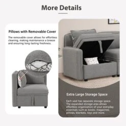 122.8" Minimalist Convertible Modular Sofa, Upholstered Sectional Sofa Couch With 5 Pillows-ModernLuxe -Quality Furniture Store GUEST 758104f0 2824 4484 a592 7670bd523c90