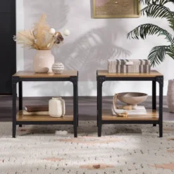 Set Of 2 Benny Urban Industrial Angle Iron Side Tables - Saracina Home -Quality Furniture Store GUEST 805a5e76 b2c9 47bf ac9c 7696f3043384