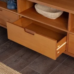 Cara 3 Drawer Mid-Century Modern 3 Drawer TV Stand For TVs Up To 80" - Saracina Home -Quality Furniture Store GUEST 8201f05f 5099 4fe4 a629 d34231b717fb