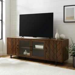 Vik Modern Boho 4 Door Herringbone TV Stand For TVs Up To 80" - Saracina Home -Quality Furniture Store GUEST 9063eb92 b49a 4de7 8042 61e07cd7b281
