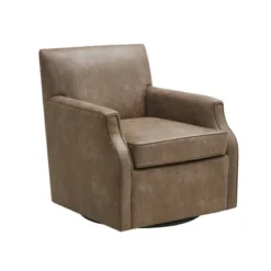 Glaser Faux Leather Swivel Chair Brown - Madison Park -Quality Furniture Store GUEST 90d4f73c 5e7d 4cff 8d41 53d02a645718