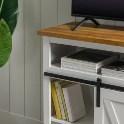 Transitional Sliding Barndoor Highboy TV Stand For TVs Up To 58" - Saracina Home -Quality Furniture Store GUEST 9668399f e5a7 419a a34e f0354846aab9