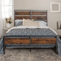Queen Urban Chic Metal And Wood Plank Bed Brown - Saracina Home -Quality Furniture Store GUEST 9ba450b4 e465 46ef 9f8f 881f1960dbc8