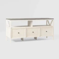 Farmhouse 3 Drawer Wood TV Stand For TVs Up To 65" - Saracina Home -Quality Furniture Store GUEST 9c05f01d 83d8 411e ae5d 3185861747c7