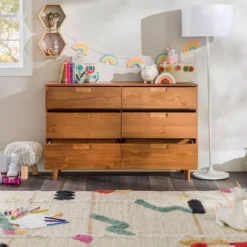 Mid-Century Modern Groove Wood 6 Drawer Dresser - Saracina Home -Quality Furniture Store GUEST b23f9ced 0f20 4832 b513 915786661b90