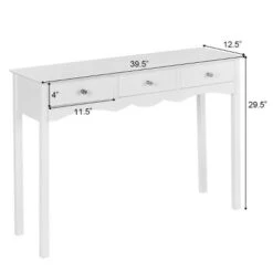 Costway Console Table Hall Table Side Table Desk Accent Table 3 Drawers Entryway White -Quality Furniture Store GUEST b544da82 60f3 444c b5e9 c9af0d1179f6
