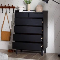 Mid-Century Modern Solid Wood 6 Drawer Vertical Dresser - Saracina Home -Quality Furniture Store GUEST b571b7d1 67da 4c59 8b4d 6ac67427b8b3