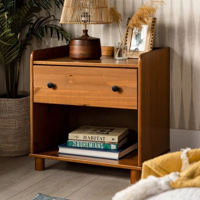 Set Of 2 Katie Transitional Tray Top 1 Drawer Solid Wood Nightstands Caramel - Saracina Home 8 Set Of 2 Katie Transitional Tray Top 1 Drawer Solid Wood Nightstands Caramel - Saracina Home - Image 7