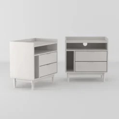 2pk Mid-Century Modern Solid Wood 2 Drawer Storage Nightstands - Saracina Home -Quality Furniture Store GUEST c880a12d 845d 41f3 8c73 9ddb9ed4b555