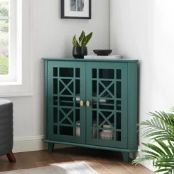 2 Door Corner Accent Cabinet With Fretwork Doors - Saracina Home -Quality Furniture Store GUEST cfceebbb fbd4 44ae b375 5b6a98a22a32