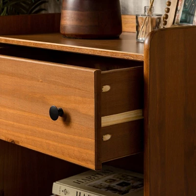 Set Of 2 Katie Transitional Tray Top 1 Drawer Solid Wood Nightstands Caramel - Saracina Home 4 Set Of 2 Katie Transitional Tray Top 1 Drawer Solid Wood Nightstands Caramel - Saracina Home - Image 3