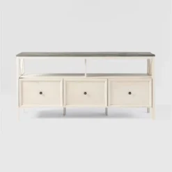 Farmhouse 3 Drawer Wood TV Stand For TVs Up To 65" - Saracina Home -Quality Furniture Store GUEST d9730f71 b9b6 492b a5cf a4fc4c23ddea