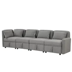 122.8" Minimalist Convertible Modular Sofa, Upholstered Sectional Sofa Couch With 5 Pillows-ModernLuxe -Quality Furniture Store GUEST db8c769f 873d 402b bea5 b7a0feead322