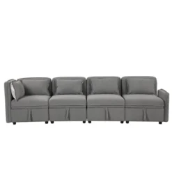 122.8" Minimalist Convertible Modular Sofa, Upholstered Sectional Sofa Couch With 5 Pillows-ModernLuxe -Quality Furniture Store GUEST dce9fb95 745e 49c9 aade a8aed3acddf8