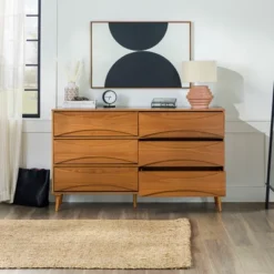 Mid-Century Modern Contoured 6 Drawer Dresser - Saracina Home -Quality Furniture Store GUEST e3d278c0 2027 4917 98d0 1a8a534d229b