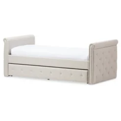 Twin Swanson Modern And Contemporary Fabric Tufted Daybed With Roll-Out Trundle Guest Bed - Baxton Studio -Quality Furniture Store GUEST f1442996 f3a3 4514 aa5d c30aa99eedd9