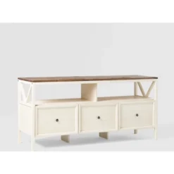 Farmhouse 3 Drawer Wood TV Stand For TVs Up To 65" - Saracina Home -Quality Furniture Store GUEST fecee8bb 867b 4497 a2fe de792e75020c